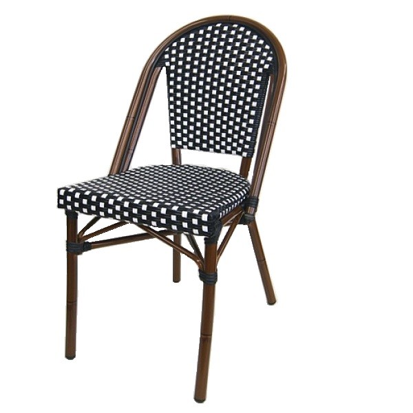 608SB Lyon French Cafe Bistro Rattan Woven Bamboo Parisian Side Chair Black